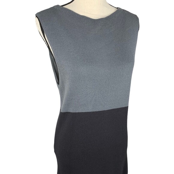 Merona Sweater Dress Women XL Midi Length Shift Block Color Black Gray - Picture 6 of 11